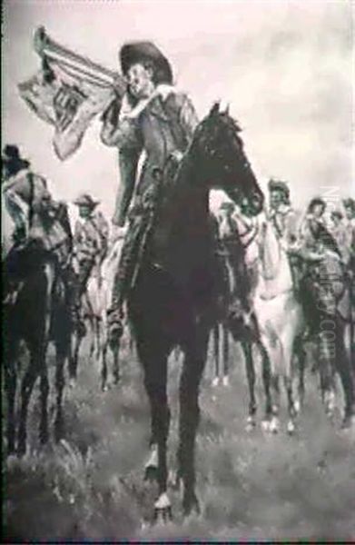 Cavaliers Preparing For A Skirmish Oil Painting by Jean-Louis-Ernest Meissonier