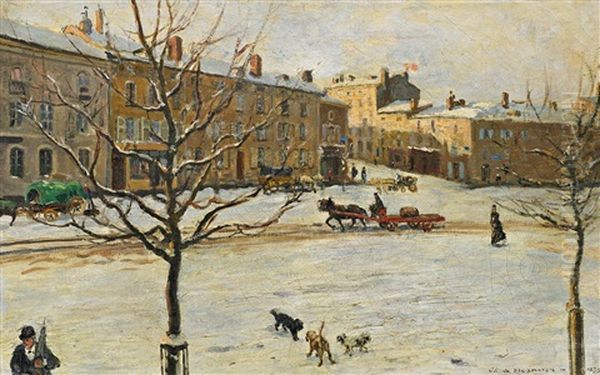 Heller Wintertag In Einer Stadt In Nordfrankreich Oil Painting by Charles De Meixmoron De Dombasle