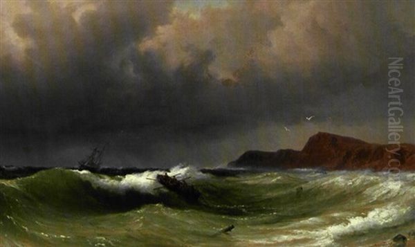 En Redningsaktion I Nordsoen Oil Painting by Vilhelm Melbye