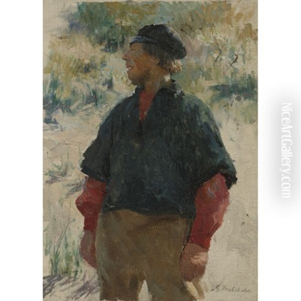 Fisherman In The Dunes Oil Painting by Gari Julius Melchers
