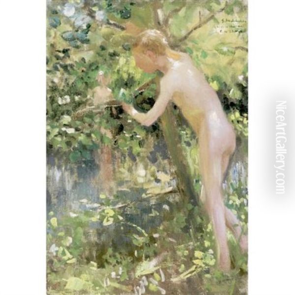 Boy By A River Oil Painting by Gari Julius Melchers