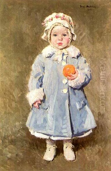 Child With An Orange Oil Painting by Gari Julius Melchers