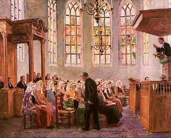 The Offertory (interior Of A Church) Oil Painting by Gari Julius Melchers