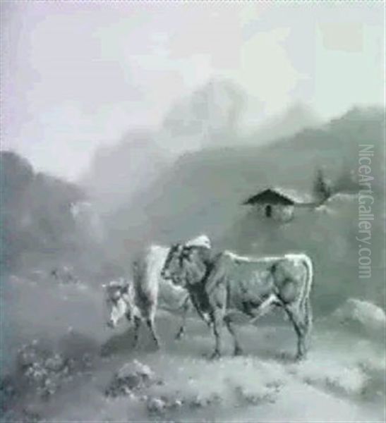 Kuhe Auf Der Alm Oil Painting by Wilhelm Melchior