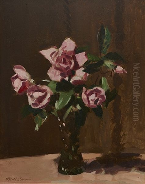 Still Life Roses Oil Painting by Duncan Max Meldrum