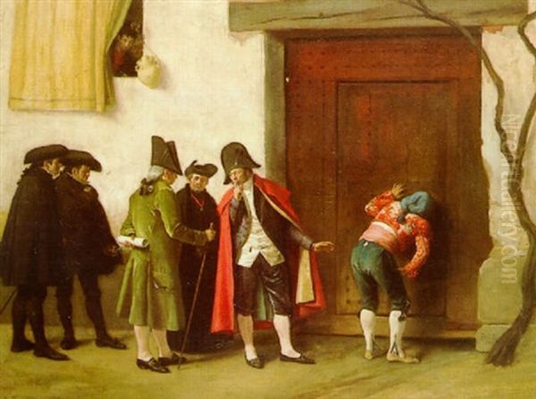 L'arrivee De L'huissier Oil Painting by Enrique Melida