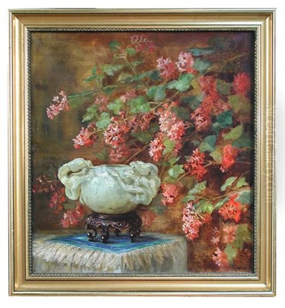 A Still Life Of Flowering Currant And A Chinese Jade Dragon-handled Vase Oil Painting by Princess Victoria Melita