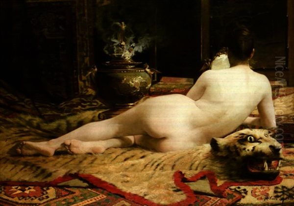 Femme Etendue Au Harem Oil Painting by Henri Van Melle