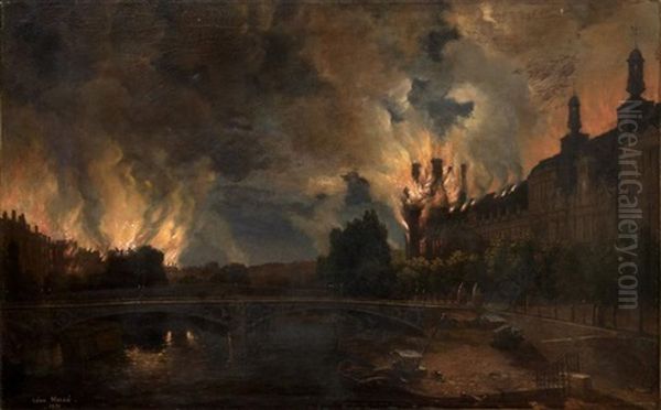 L'incendie Des Tuileries Dans La Nuit Du 23 Au 24 Mai 1871 Oil Painting by Leon-Auguste Melle
