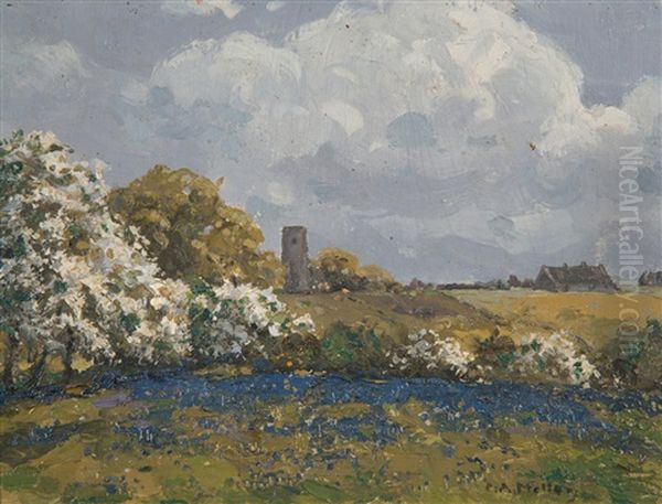 Herringfleet Church, Outside Sketch Oil Painting by Campbell A. Mellon