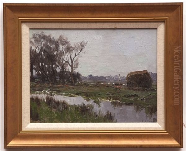 April Burgh Castle Oil Painting by Campbell A. Mellon