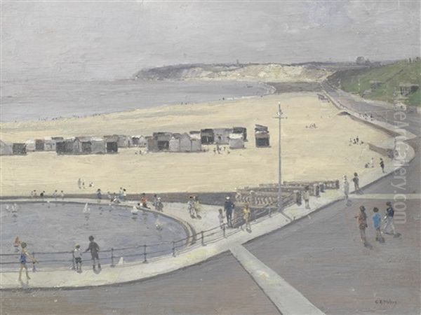 The Boat Pond At Gorleston Oil Painting by Campbell A. Mellon
