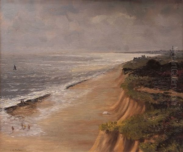 Beach Scene With Figures Oil Painting by Campbell A. Mellon