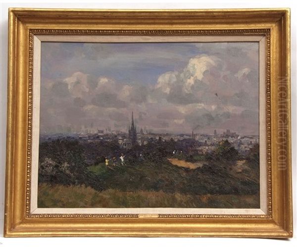 Kite Flying, Mousehold Heath, Norwich July 1924 Oil Painting by Campbell A. Mellon