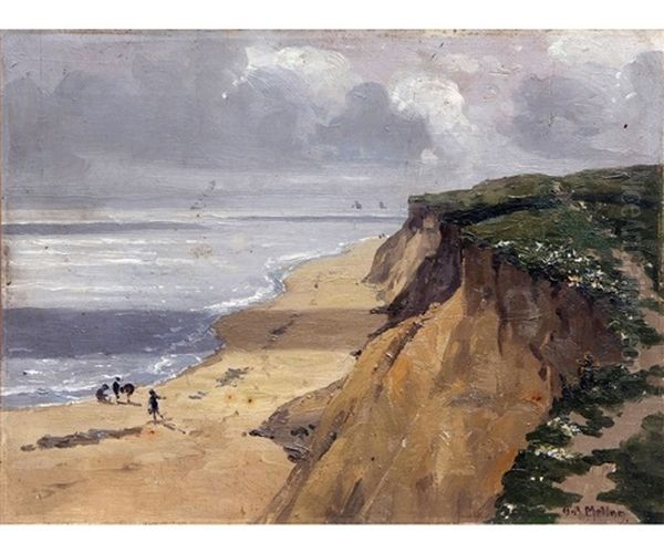 Hopton Cliffs 10 15am August Oil Painting by Campbell A. Mellon