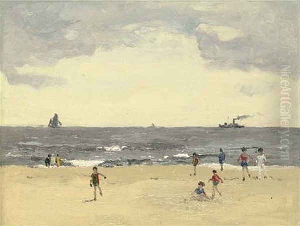 A Cloud Approaching (+ The English Channel; 2 Works) Oil Painting by Campbell A. Mellon