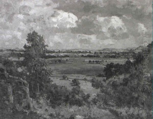 A Rolling Pastoral Landscape Oil Painting by Campbell A. Mellon