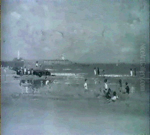 On The Beach Oil Painting by Campbell A. Mellon