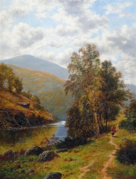 Figure On A River Path Oil Painting by William Mellor