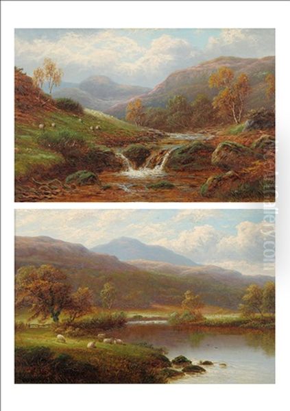 View In Borrowdale, Cumberland; On The Lledr, North Wales (2 Works) Oil Painting by William Mellor