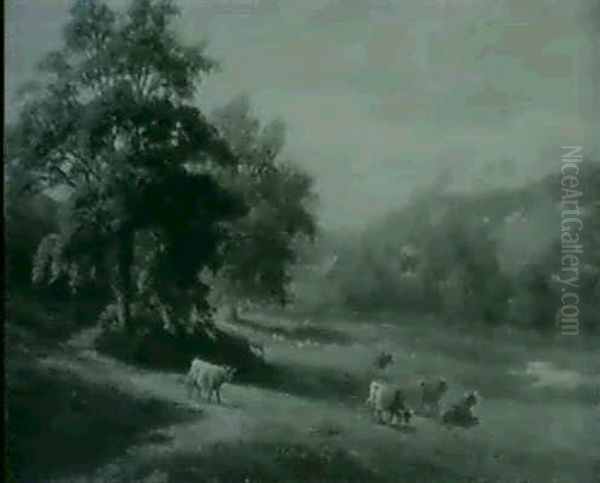 Birkham Crag, On The Nidd; A View                           Near Knaresborouth (a Pair) Oil Painting by William Mellor