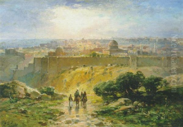 Jerusalem Seen From Mount Of Olives Oil Painting by Andrew Melrose