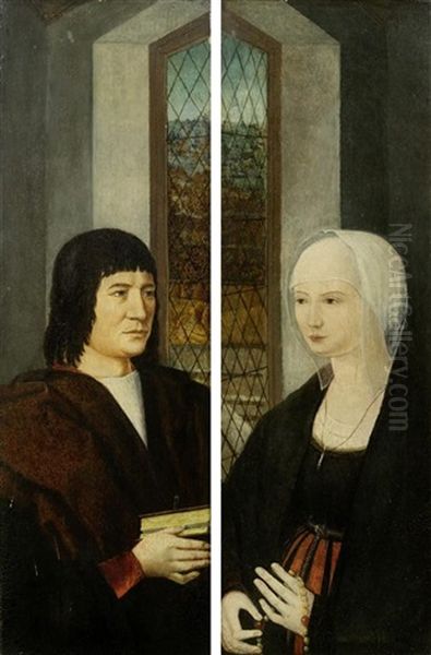 Gegenstucke: Ehepaarbildnisse (pair) Oil Painting by (manner of) Memling, Hans