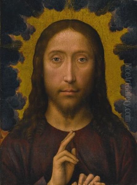 Christ Blessing Oil Painting by (manner of) Memling, Hans