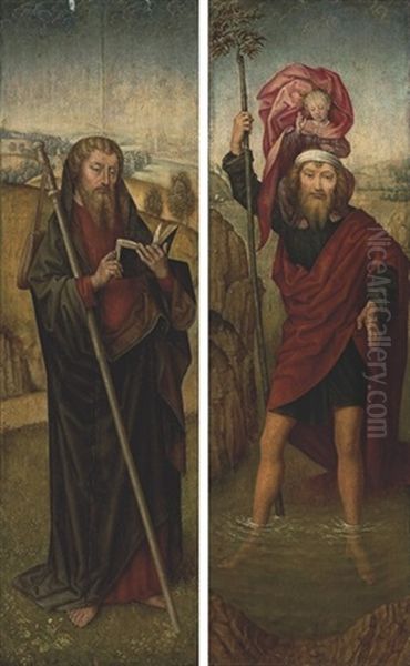 Saint Christopher (+ Saint James The Greater; 2 Works) Oil Painting by (manner of) Memling, Hans