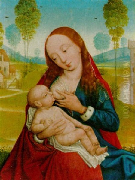 Maria Mit Dem Kind In Einer Landschaft Oil Painting by (manner of) Memling, Hans