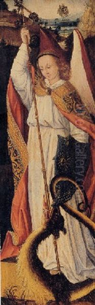Saint Michael Slaying The Dragon Oil Painting by (manner of) Memling, Hans