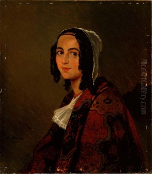 Madchen Mit Besticktem Schal Oil Painting by Carl Adolf Mende