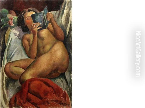 Madame Bourgeois Reading Oil Painting by Maurice Mendjisky