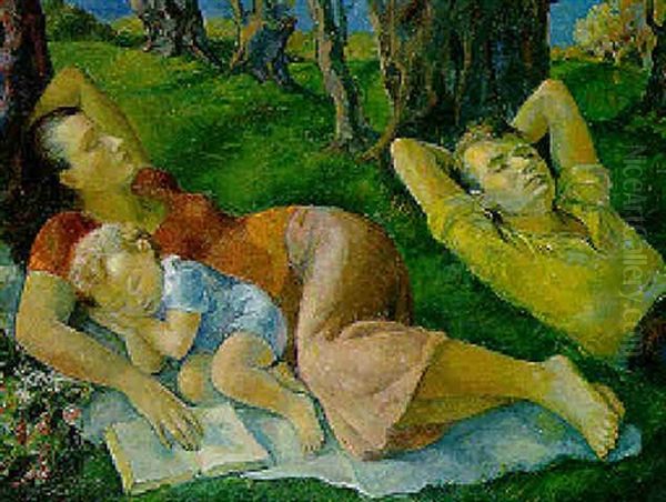 L'heureuse Famille Oil Painting by Maurice Mendjisky