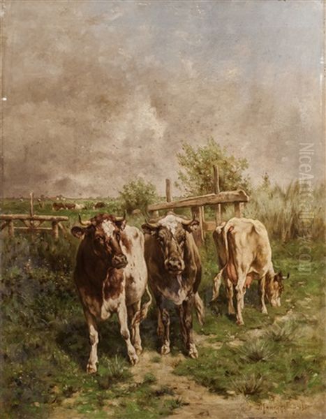 Mucche Oil Painting by Enrico Meneghelli