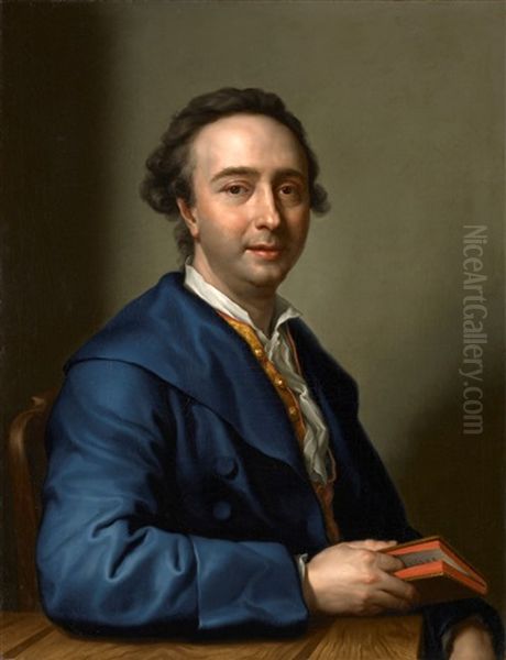 Portrait Of A Young Boy Wearing A Gold Embroidered Black Costume With Lace Chemise And Cape Oil Painting by Anton Raphael Mengs