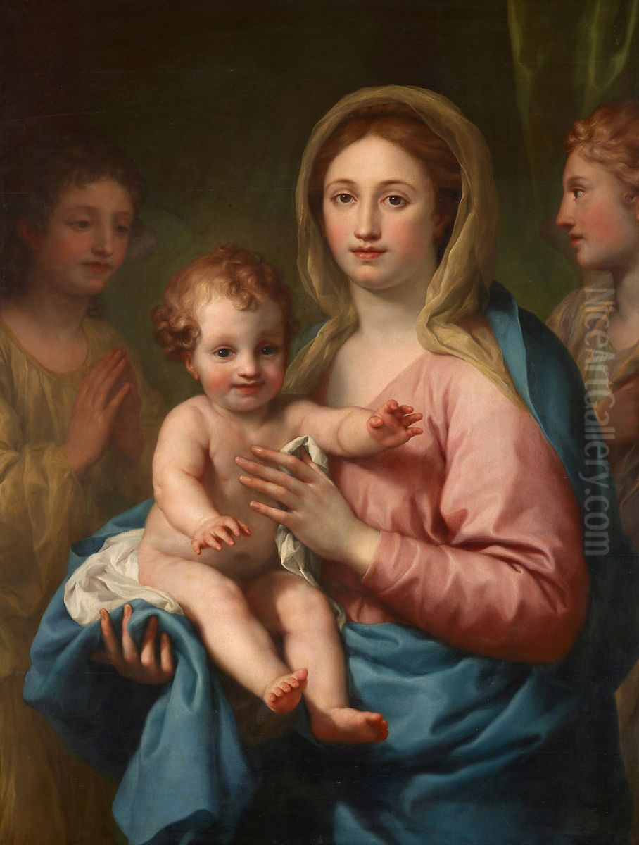 Maria Mit Dem Kind Und Zwei Engeln Oil Painting by Anton Raphael Mengs