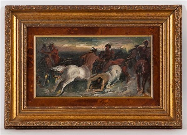 Battle Of The Centaurs Oil Painting by Bernard Meninsky