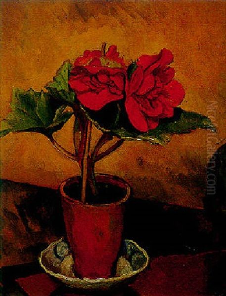 Begonias Oil Painting by Bernard Meninsky