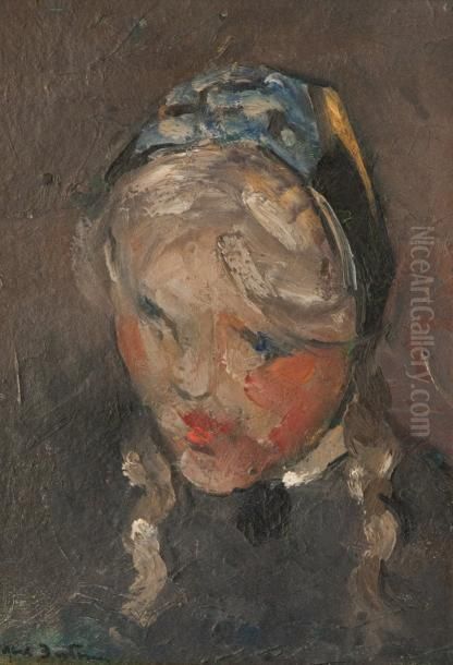 Jeune Fille Aux Nattes Oil Painting by Abel Bertram