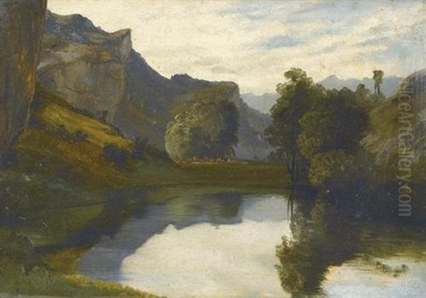 Sommerliche Seeuferpartie Oil Painting by Barthelemy Menn