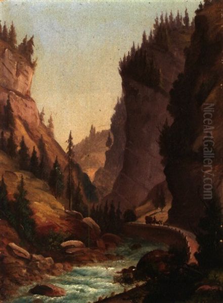Bach In Berglandschaft Oil Painting by Barthelemy Menn