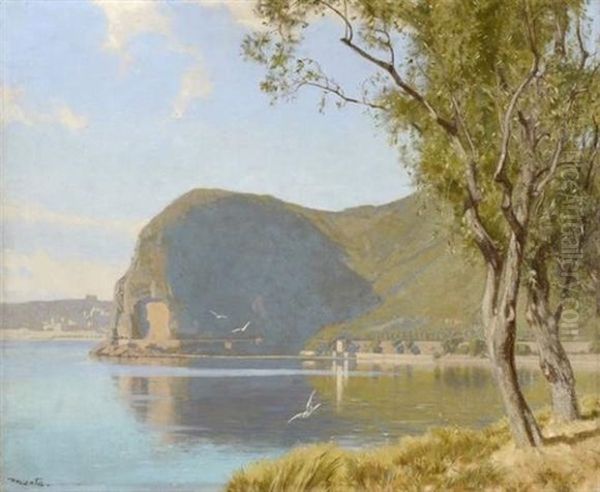 Bord De Lac En Suisse Oil Painting by Edouard (John) Menta