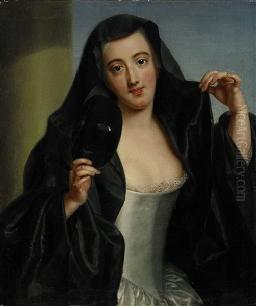 Kvinna Med Teatermask Oil Painting by Philip Mercier