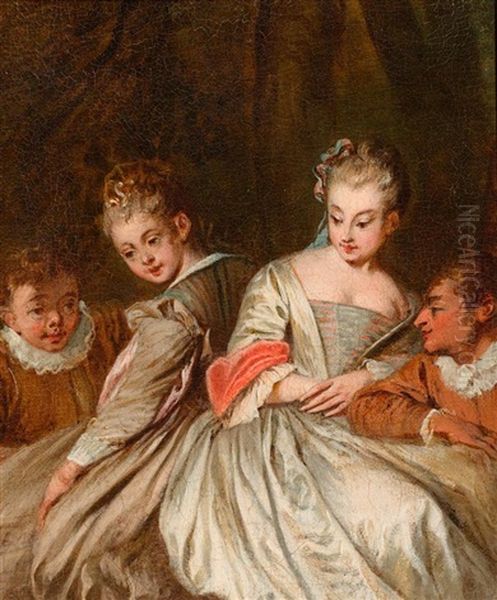 Zwei Elegante Paare Oil Painting by Philip Mercier