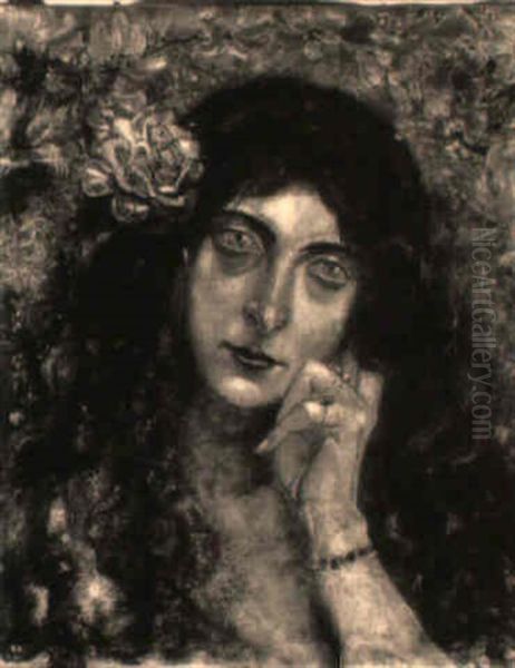 La Meditation Oil Painting by Alexis Merodack-Jeaneau