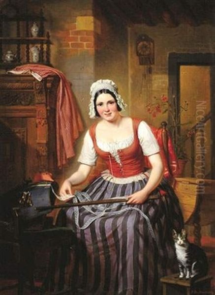 Het Kantwerk Oil Painting by Auguste Joseph Marie De Mersseman