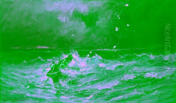 A Boat Braving The Brakers Oil Painting by Hendrik Willem Mesdag