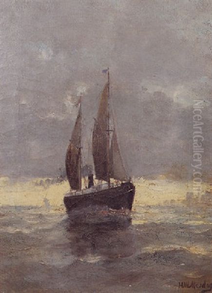 Sailing Vessel In Choppy Seas Oil Painting by Hendrik Willem Mesdag