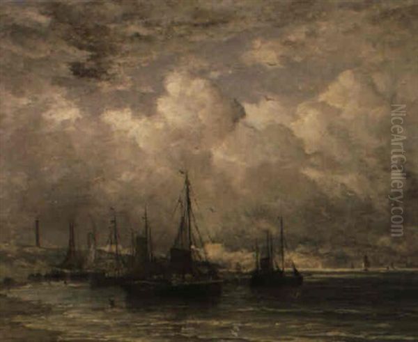 Fischerboote Oil Painting by Hendrik Willem Mesdag